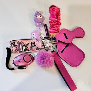 Sanrio Kuromi Kids’ Safety Keychain Set Pink & Purple Cute Functional